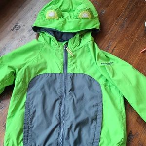 EUC 3T Columbia Frog raincoat w/fleece lined hood